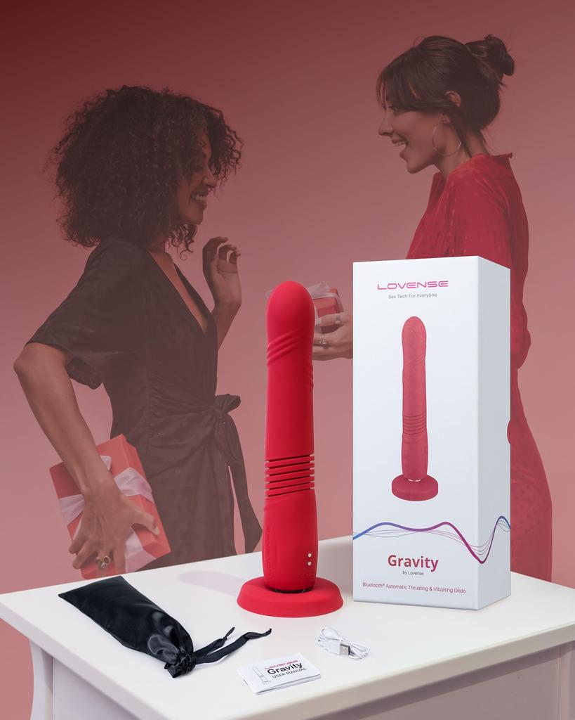 LOVENSE Gravity Dildo Piston Vibrator Rechargeable Remote Control Stretchable Vibration Vibrator App Control Vibrating Dildo for Clitoris G Spot Anal