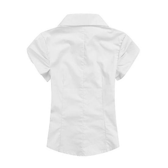Women Summer Shirt Lapel Petal Short Sleeve Slim Fit Shirt Pocket Solid Color Single Breasted Shirt Tops Office Tops
