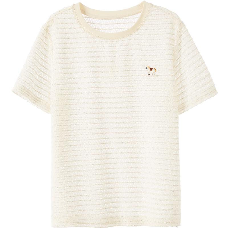 

Betu Embroidered Hollow Short Sleeve T-shirt L