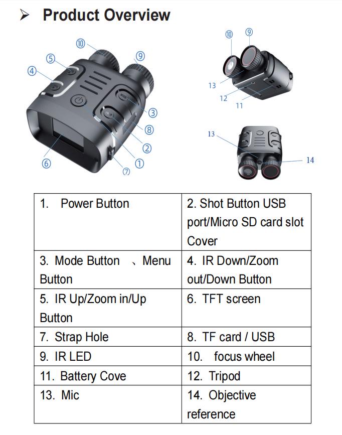 R18 HD Infrared Night Vision Binoculars with Video Recording for Day and Night Photography