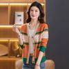 Autumn and Winter New Knitted Cardigan Women's Color Matching Fashion Bottoming Shirt Lazy Wind Sweater Jacket Top Women