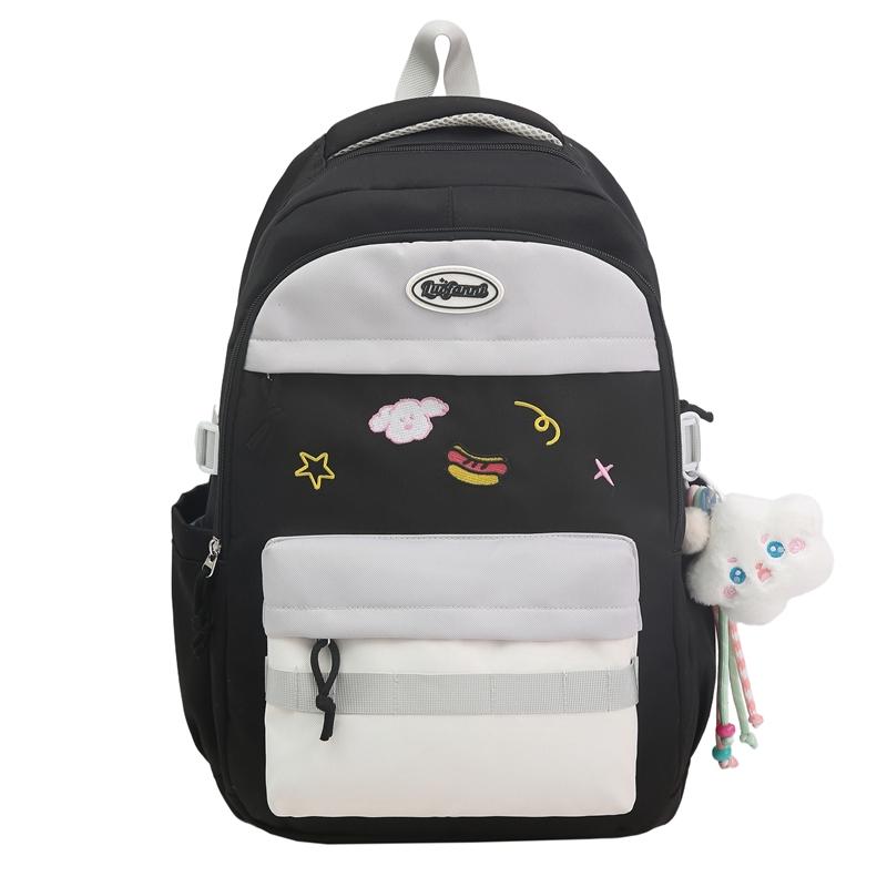 Contrast Color Girls Backpack Junior High School Student Schoolbag Lightweight Women's Backpack