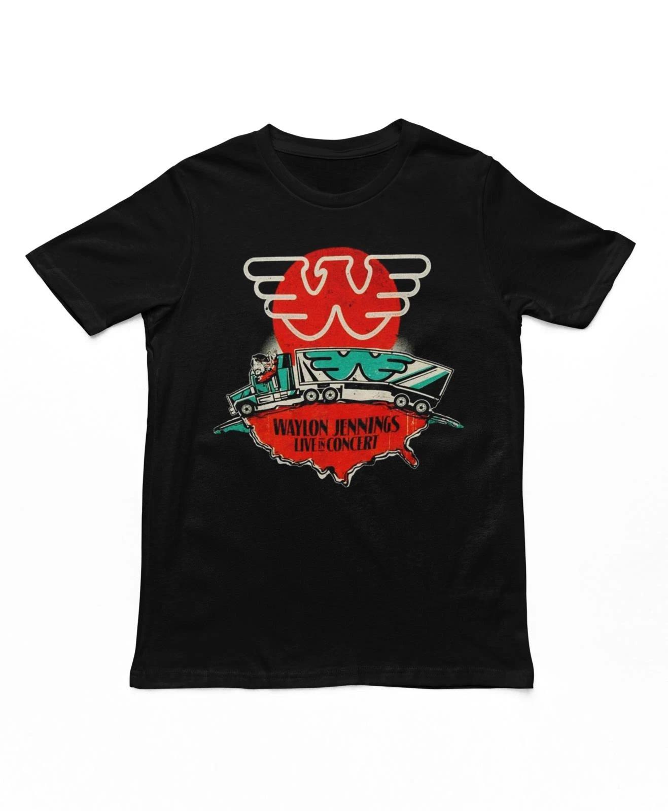 Waylon Jennings Live Mens T T-Shirt Music Classic Concert Rock Band Tee New Black 4XL