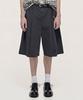 TAKEASY Deep Tuck Cotton Bermuda Shorts (Deep Charcoal)