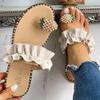 2025 Women Slipper Pineapple Pearl Flat Toe Bohemian Summer Beach Sandals Ladies Shoes Outdoor Leisure Plus Size Mujer Verano