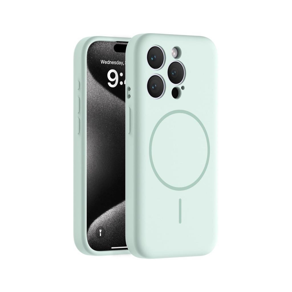 Custodia Magnetica in Silicone a 16 Pulsanti per iPhone 15 Pro Max con Design Lenti a Filo