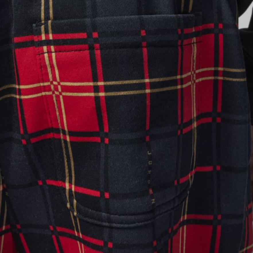 Jordan Plaid Letter Logo Print Cuffed Knit Sports Pants Kids Bottoms Black FB9432-010