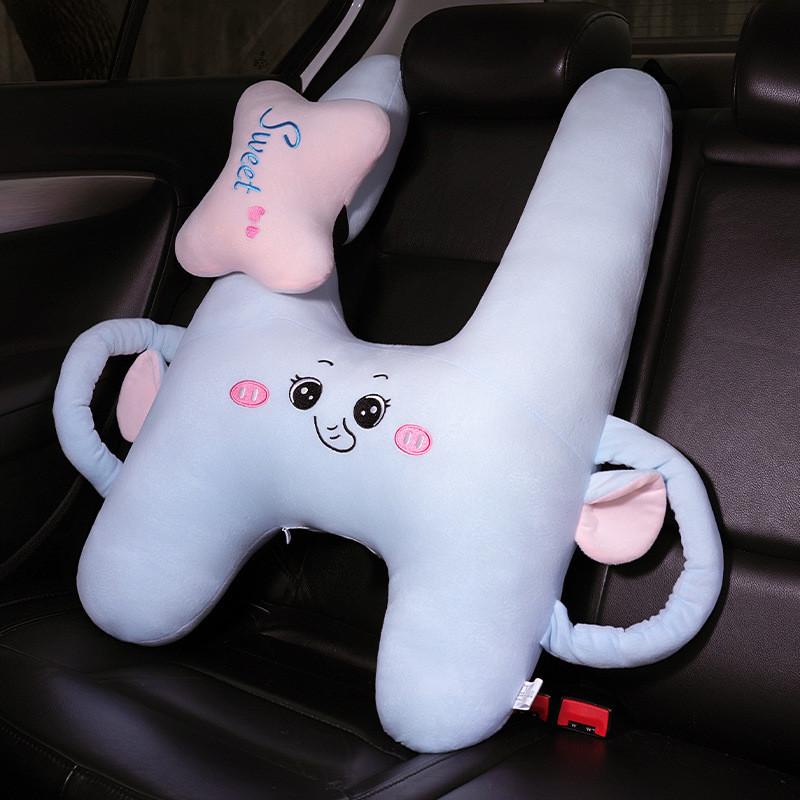 Plush Toy Car Headrest Pillow Cartoon Kid Sleep Support Comfort Children Cushion