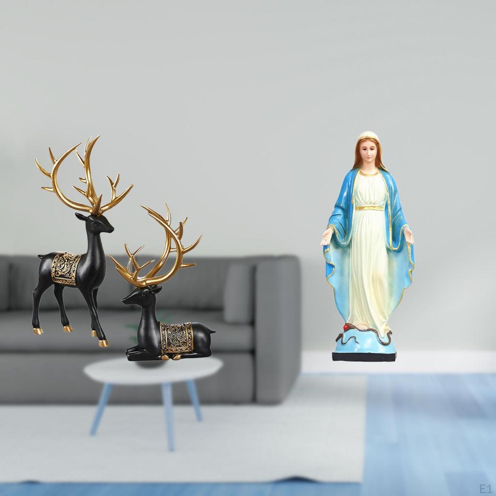 Graceful Reindeer Lady Resin Sculpture Elegant Elk And Figurine Collection Religious Catholic Deer