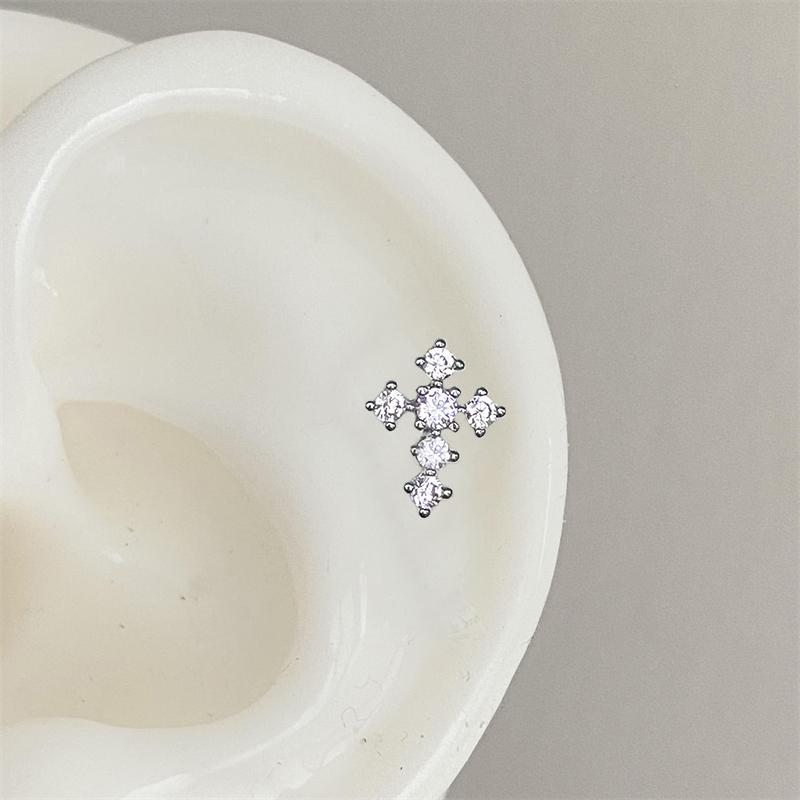 1 PCS New Fashion Cute Pink Zircon Crystal Ear Bone Nail 316L Medical Titanium Steel Earrings for Women Punk Jewelry