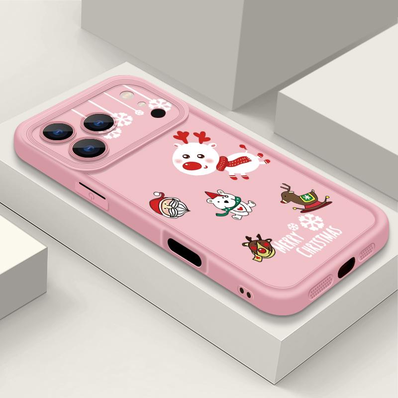 Cartoon Christmas Elk Pattern Case For iPhone 17 Air 16e 16 15 14 Pro Max 13 17 Pro Max 17 Pro 17 Shockproof Soft TPU Silicone Phone Cover Funda