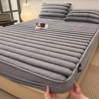 Winter Bed Sheet Toscana Rabbit Fur Fleece Milk Velvet Thickened Mattress Protector Cover Bedspread For Mattress Sleep Comfort