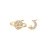 1 Pair of Fashionable Irregular Earrings for Women, Star and Moon Earrings, Set with Sparkling Synthetic Zircon Accents, Suitable for Daily Wear