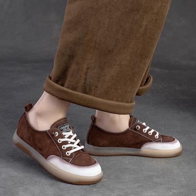 Chaussures plates de printemps pour femmes, confortables et décontractées, en cuir véritable, bout rond, semelle souple, à enfiler