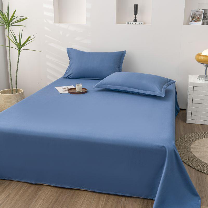 

Новий важкий праний бавовняний однотонний постільний комплект: Включає простирадло та наволочку для студентських гуртожитків. 180x230cm Bed Sheet