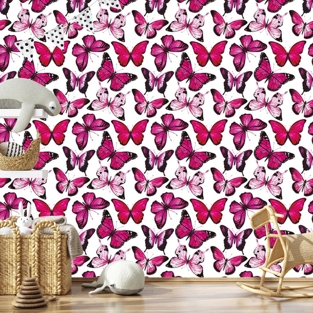 Pink Butterflies Wallpaper for Living Room and Bedroom 50x1000