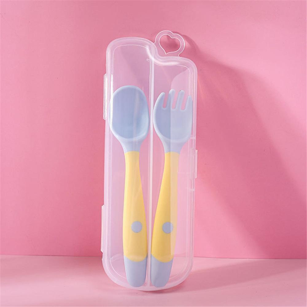 2pcs/set Baby Tableware Silicone Spoon Fork Set Bendable Soft Fork Children s Learning Eat Training Baby Assiste Eat Tableware