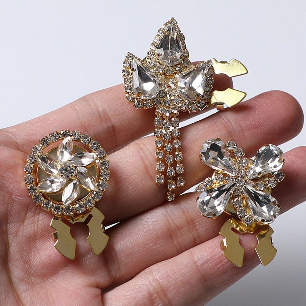 DIY Accessories Rhinestone Button Cover Detachable Clip-On Button  for Shirt Tuxedo Accessories