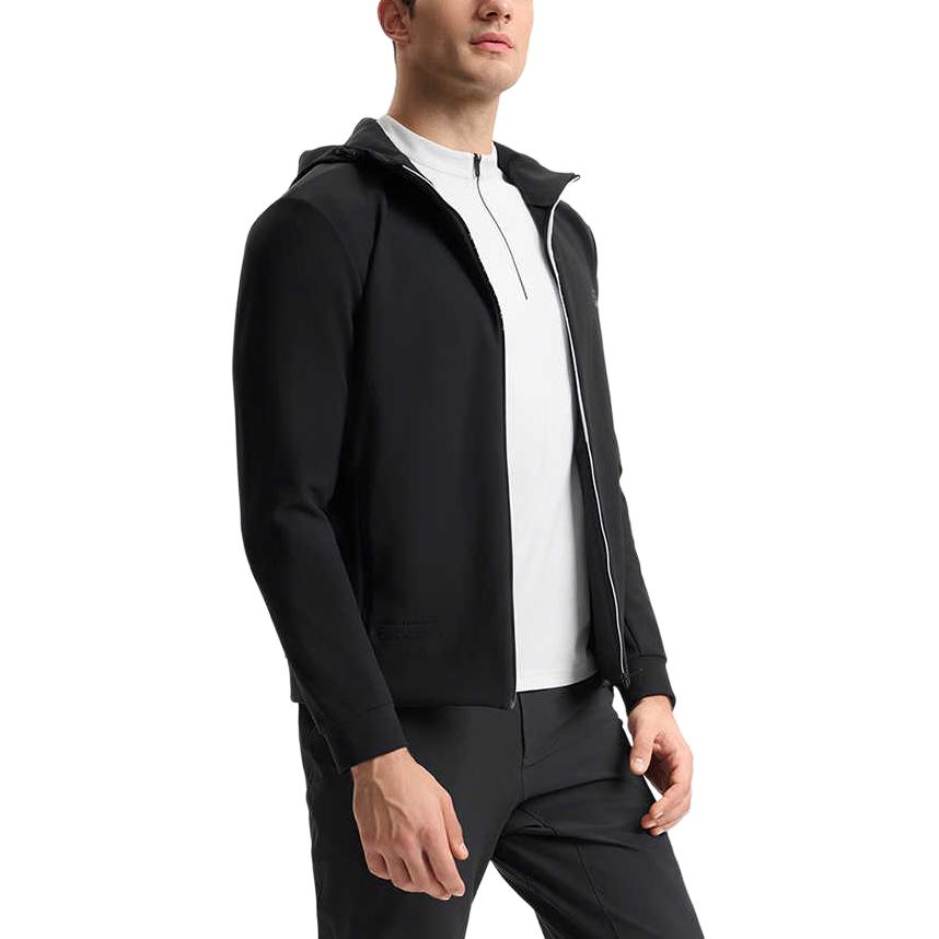 Fila Fitness Solid Color Casual Versatile Knitted Hooded Jacket Men Jackets Deep-Black A11M511505F-BK