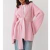 Russian sweater autumn and winter new loose lazy wind belt knitted cardigan jacket for