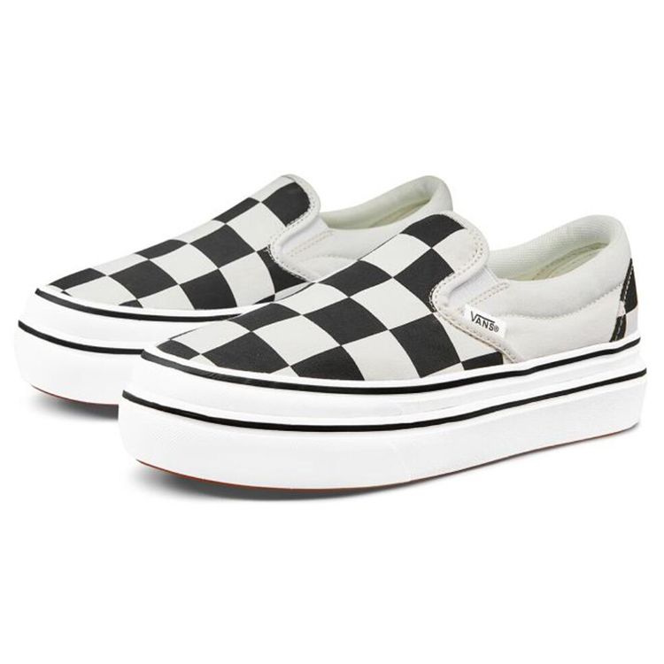 Vans Super ComfyCush Slip-On Big Classics Checker Women Sneakers Black Off-White VN0A4U1FXT4