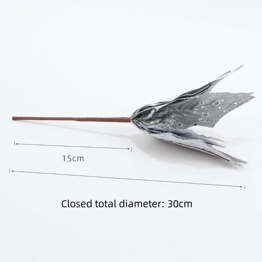 New 29CM Artificial Poinsettia Flower Gold Red Glitter Sparkling Simulation Flowers Sequins DIY Christmas Flower Home Decoration