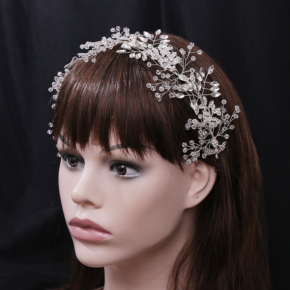 2026 European and American new headgear, silver leaf flower headband, wedding dress accessories, bridal accessories