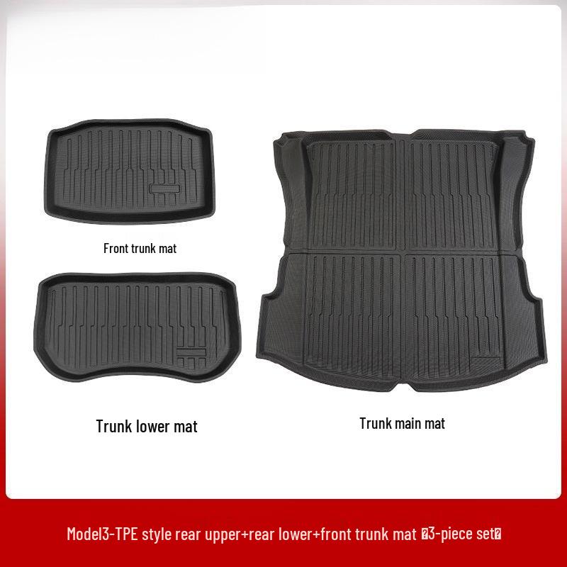 Right-Hand Drive Tesla Model Y/3 Refresh Foot Pad Carpet for Hong Kong - Front & Rear Trunk