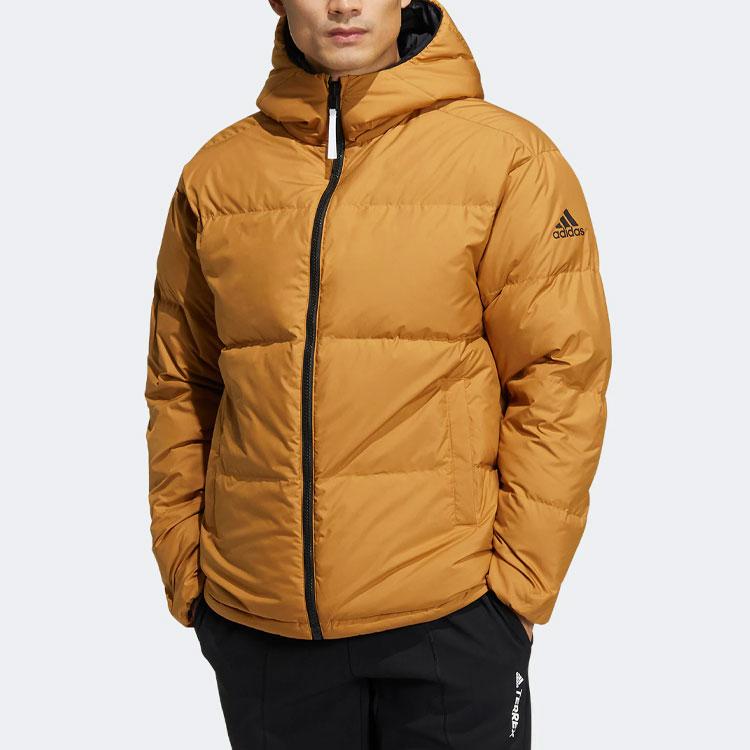 Adidas Logo Print Zip-Up Reversible Down Jacket Men Outerwear Black HR5241