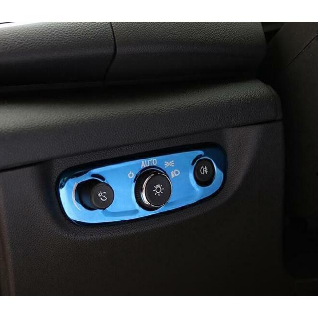 For Buick Regal 2018-2020 Blue Titanium Headlight Button Control Cover Trim 2PCS