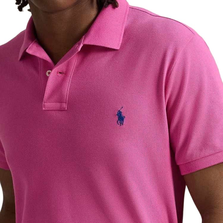 Polo Ralph Lauren Custom Slim Fit Maglia Piqué di Cotone da Uomo Rosa-Rosa MNPOKNI1N823387-650