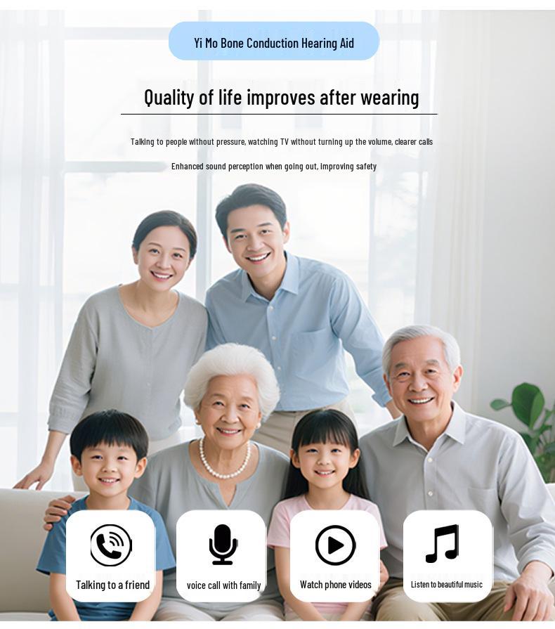 Silicone Bone Conduction Bluetooth Headphones for Moderate To Severe Hearing Loss (Behind-the-Ear, Elderly)