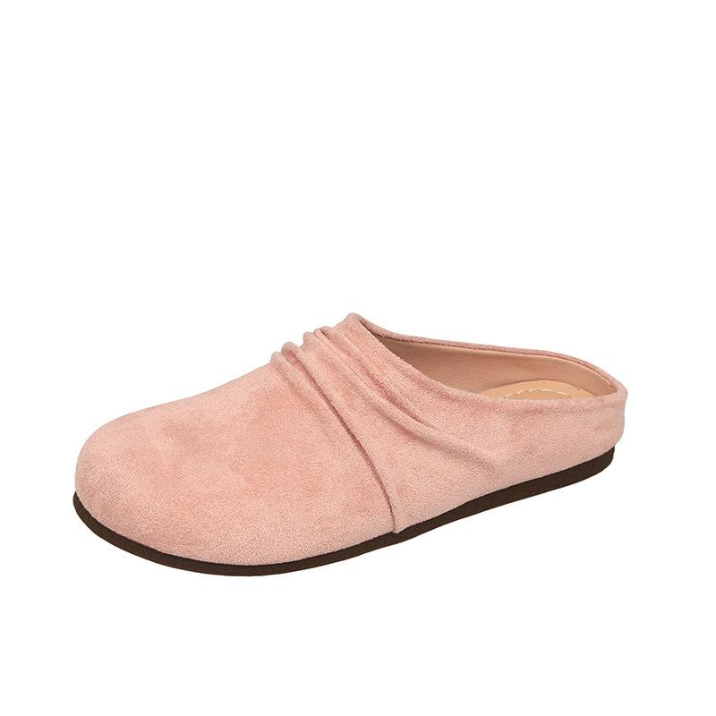 Thick-soled women's spring new outer wear retro round head versatile bag head half slippers