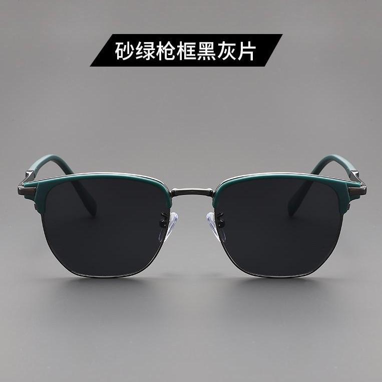 Retro dark green myopia sunglasses for men's polarized driving, high-end sunshade glasses for women