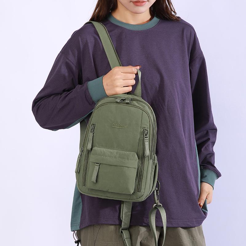 Multi-functional Chest Bag Solid Color Women's Backpack Multi-layer Men's Crossbody Bag