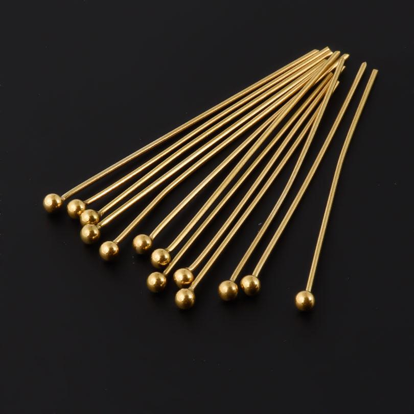 100pcs/Lot High Quality Stainless Steel Ball Head Pins For Jewelry Making Supplies PVD Round Head Needle Connectors Accessories