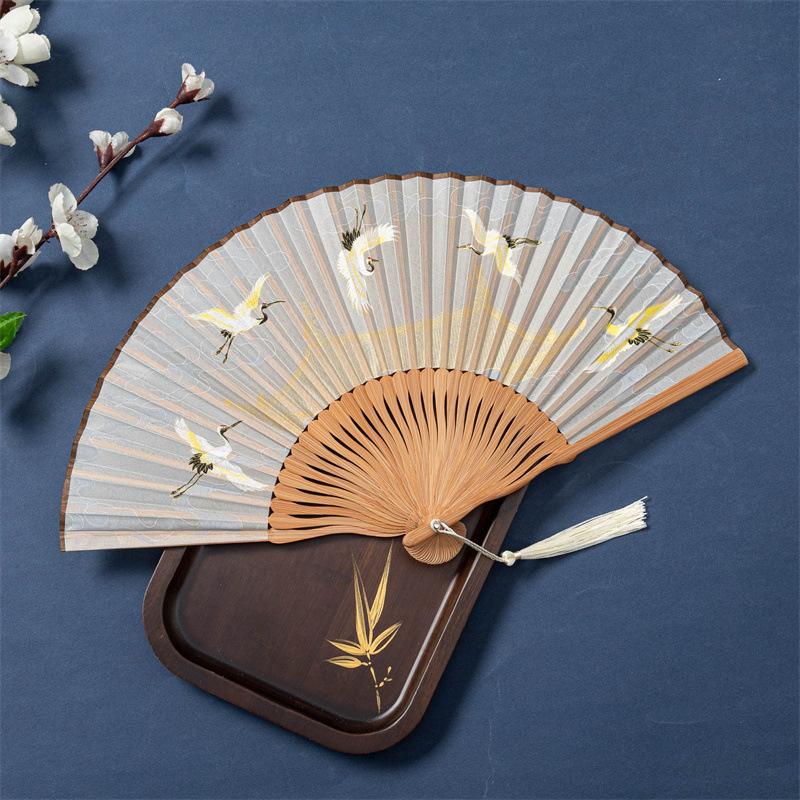 Fan Ancient Style Folding Fan Bamboo Folding Female Fan Chinese Style Hanfu Qipao Dance Fan Portable Small Fan