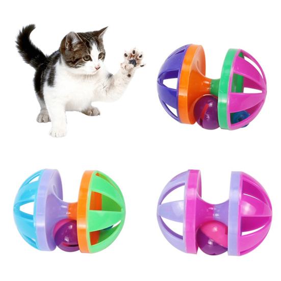 Pet Cat Kitten Dumbbell Bell Ball Scratch Training Game Interactive Playing Toy