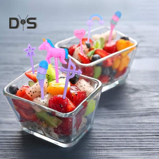 6 st/set tvättbar fruktgaffel Multifunktionell bekväm tecknad fruktgaffel