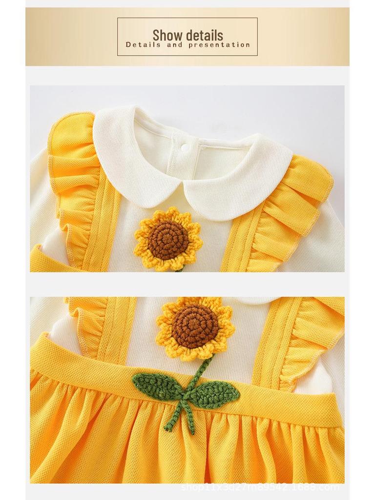 Herbst Sonnenblume Langarm Prinzessinnenkleid für Mädchen