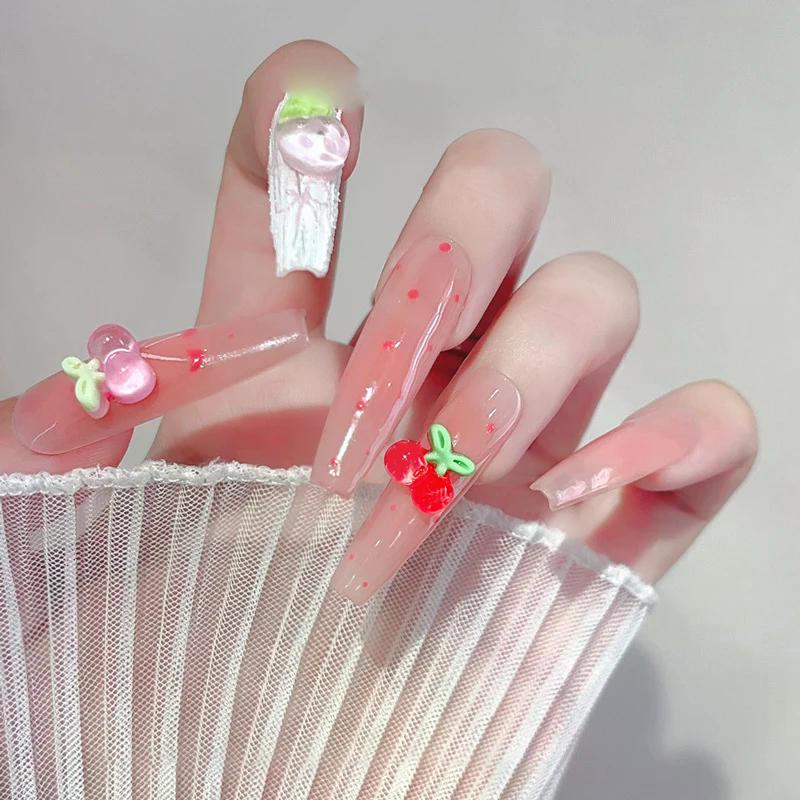 10pcs Resin Mini Cherry Strawberry Nail Art Flat Back Stone Figurines Scrapbook DIY Jewelry Decor Crafts