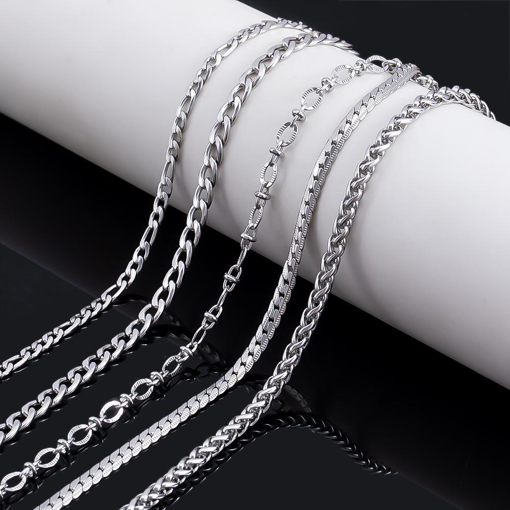 No Fade 1M Stainless Steel Cuban Keel Figaro Chain for Needlework DIY Chunky Necklace Bracelet Jewelry Making Materials Supplies