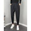 Calça de Terno Masculina Slim Fit Estilo Coreano - Cor Sólida, Comprimento Nove Pontos, Primavera/Outono, Versátil Reta Casual.