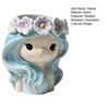 Cartoon Face Planter for Cacti Cute Girl Planter, Blue Hair Garland Head Indoor Plants Decorative Resin Plant Pot Succulents Healing Aesthetic