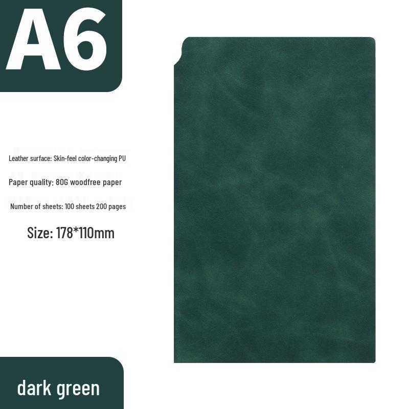 Customized A6 Soft Leather Notebook with Logo Printing, Pen Holder, and Soft Cover Business Journal A6 темно-зеленого