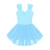 Child Girls Gymnastics Leotards with Tutu Skirt V Neck Sleeveless Dance Dress Ballerina Dancewear Ballroom Costume