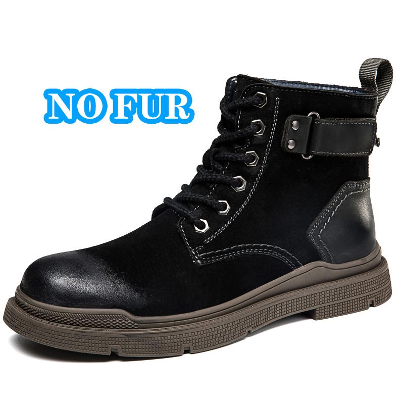 

Fashion Autumn Winter Warm Snow Boots Men s Thick Soles Non-slip Motorcycle Boots Outdoor Men High Top Casual Shoes Suede Leather Botas 45