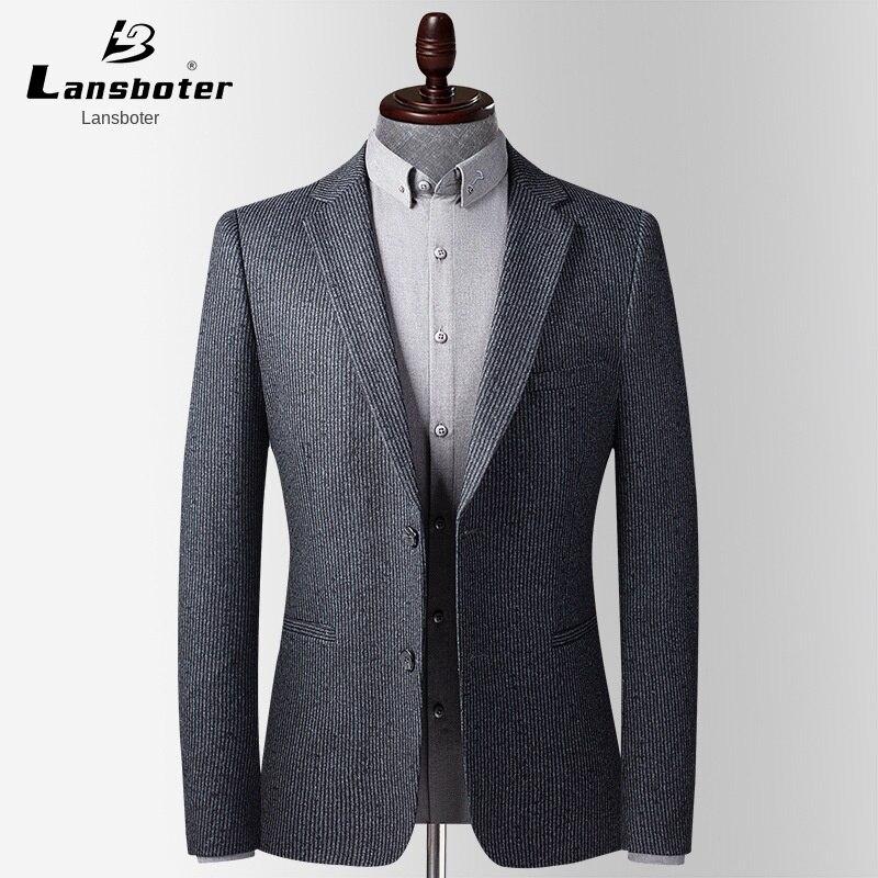 

Lansboter, осенне-зимний эластичный мужской костюм с зубочисткой, для молодежи и среднего возраста, корейская версия, тонкий костюм, тренд, повседневный костюм