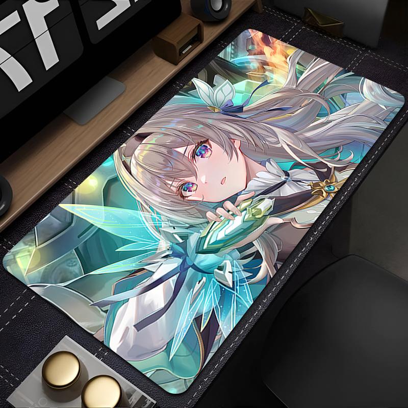 Gaming Mouse PadLarge Desk MatAntislip Rubber Base Stitched Edges Winter Snow Anime Girl Print for Gaming Office Desk Use