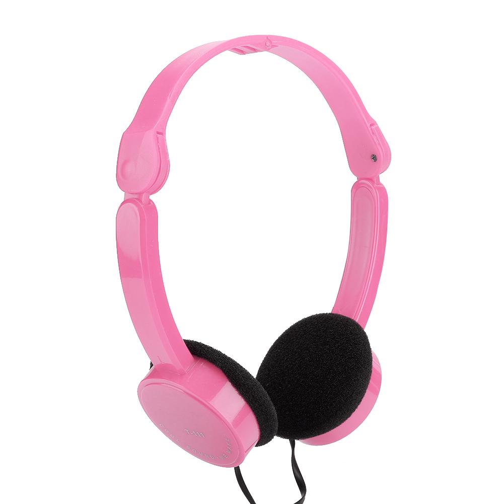 Foldable Wired Stereo Headset Children Headphone with Microphone for Smartphone TabletPink